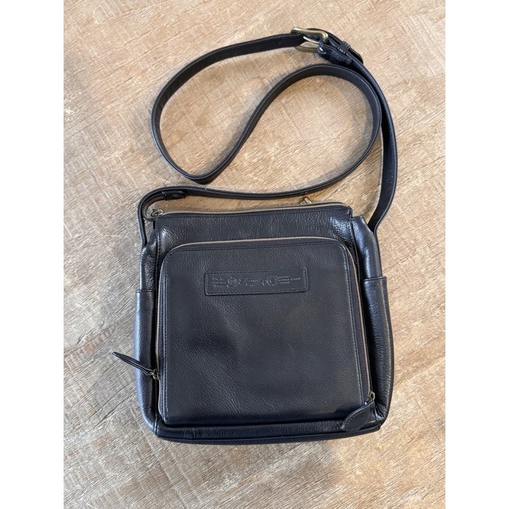 Vintage Fossil 1954 Black Leather Medium Crossbody Purse Shoulder Bag - Picture 4 of 10
